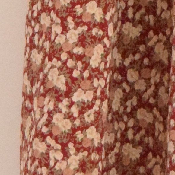 Vintage Red Floral Prairie Floral Lace Embellished Midi Dress | Size XS - Picture 7 of 9